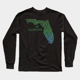 Florida State Outline Maze & Labyrinth Long Sleeve T-Shirt